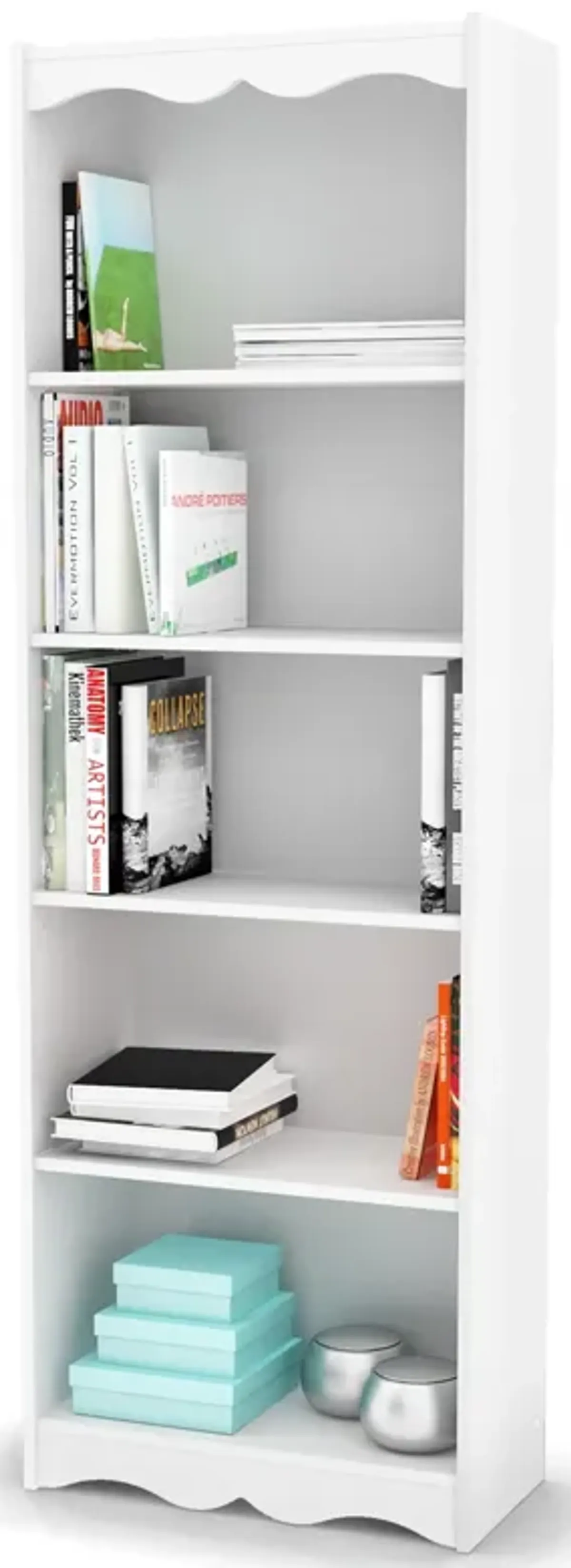 Hivvago White 72-inch High Bookcase with Soft Arches and 5 Shelves