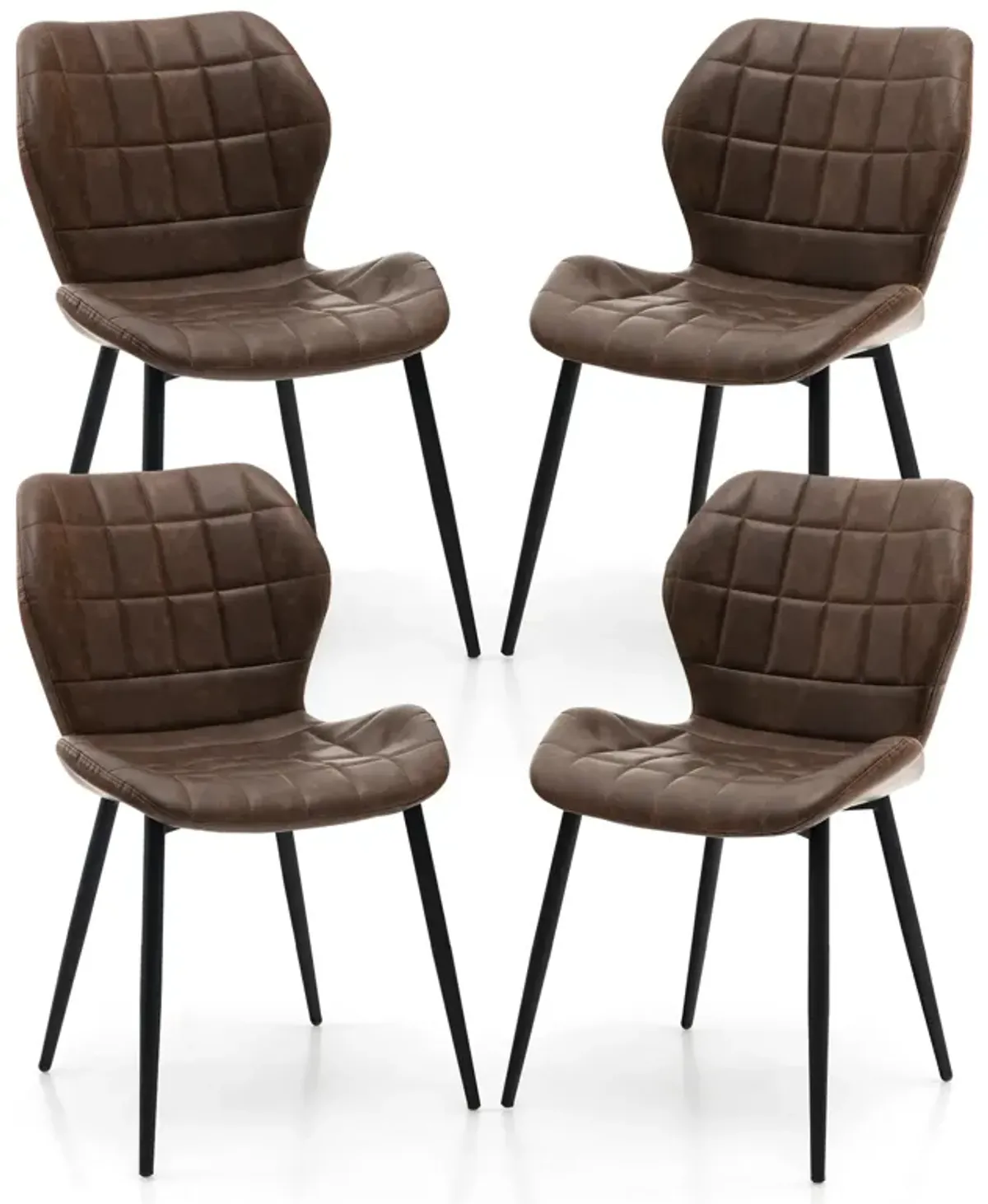 Dining Chairs Set of 2 with Padded Back, Metal Legs and Adjustable Foot Pads