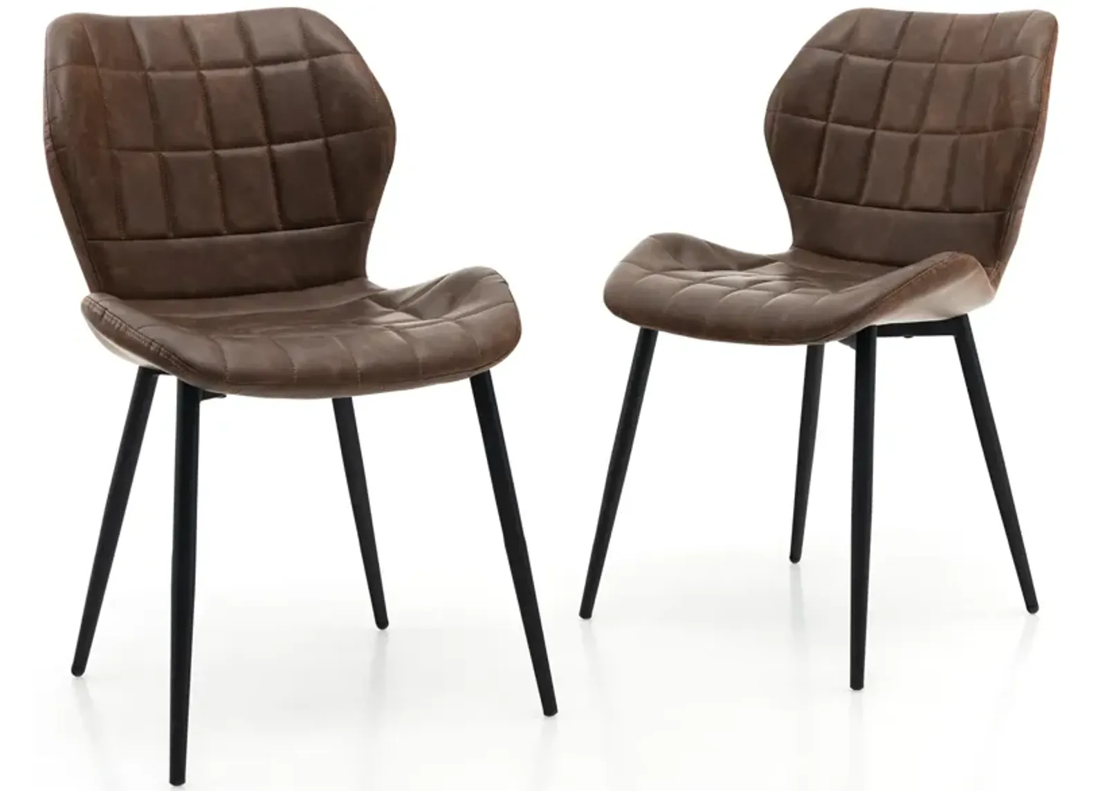 Dining Chairs Set of 2 with Padded Back, Metal Legs and Adjustable Foot Pads