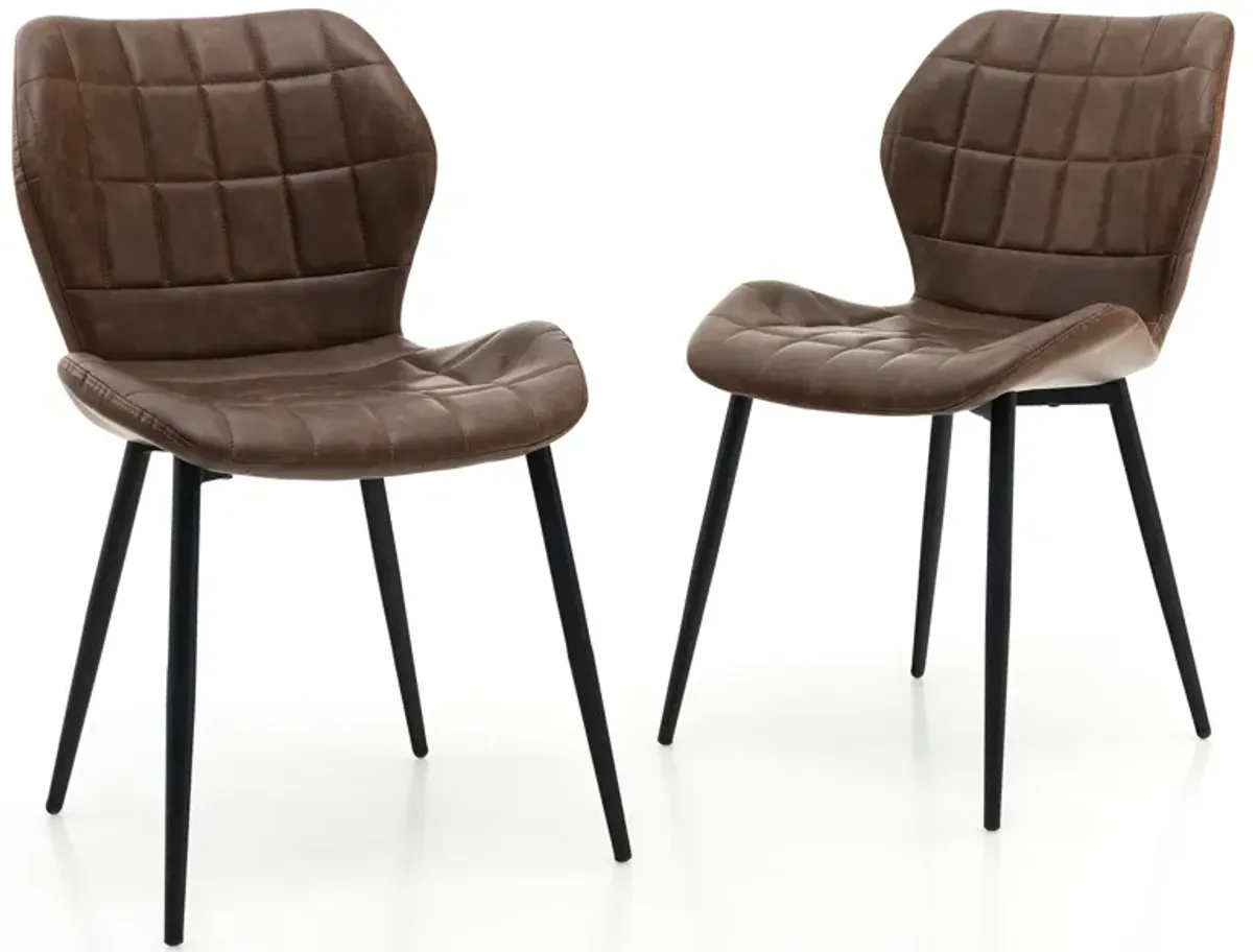 Dining Chairs Set of 2 with Padded Back, Metal Legs and Adjustable Foot Pads