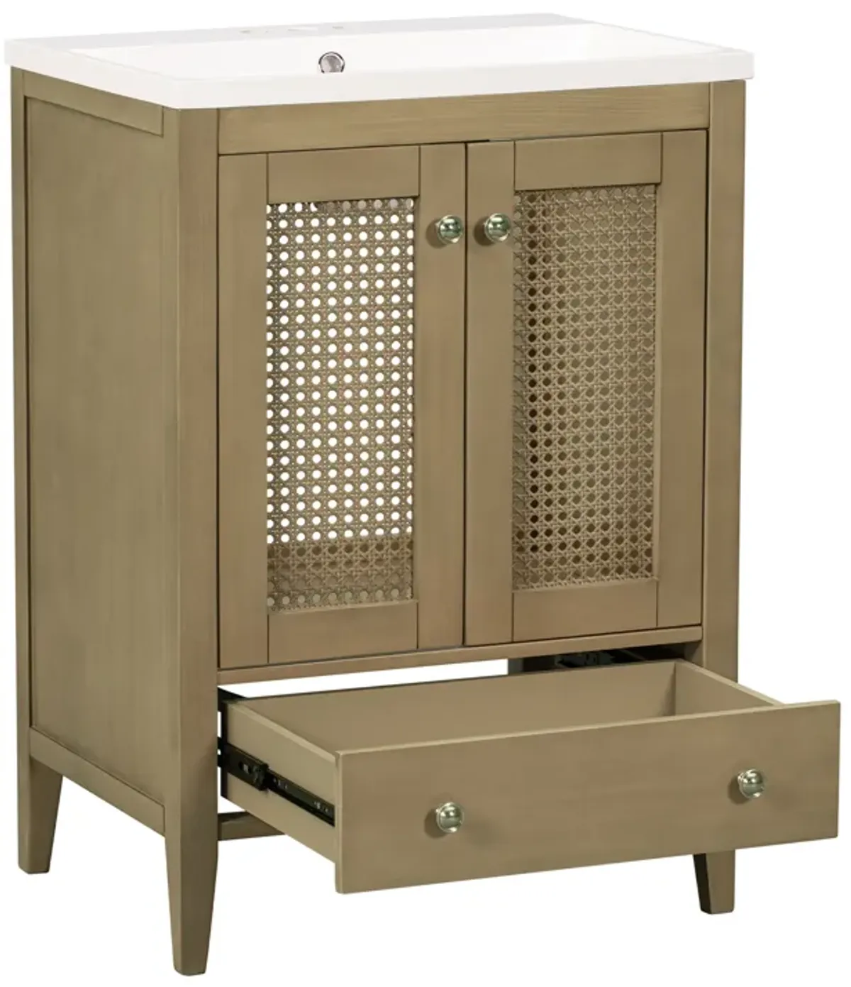 Gewnee 24" Classic Country Style Bathroom Vanity with Woven Hollow Design