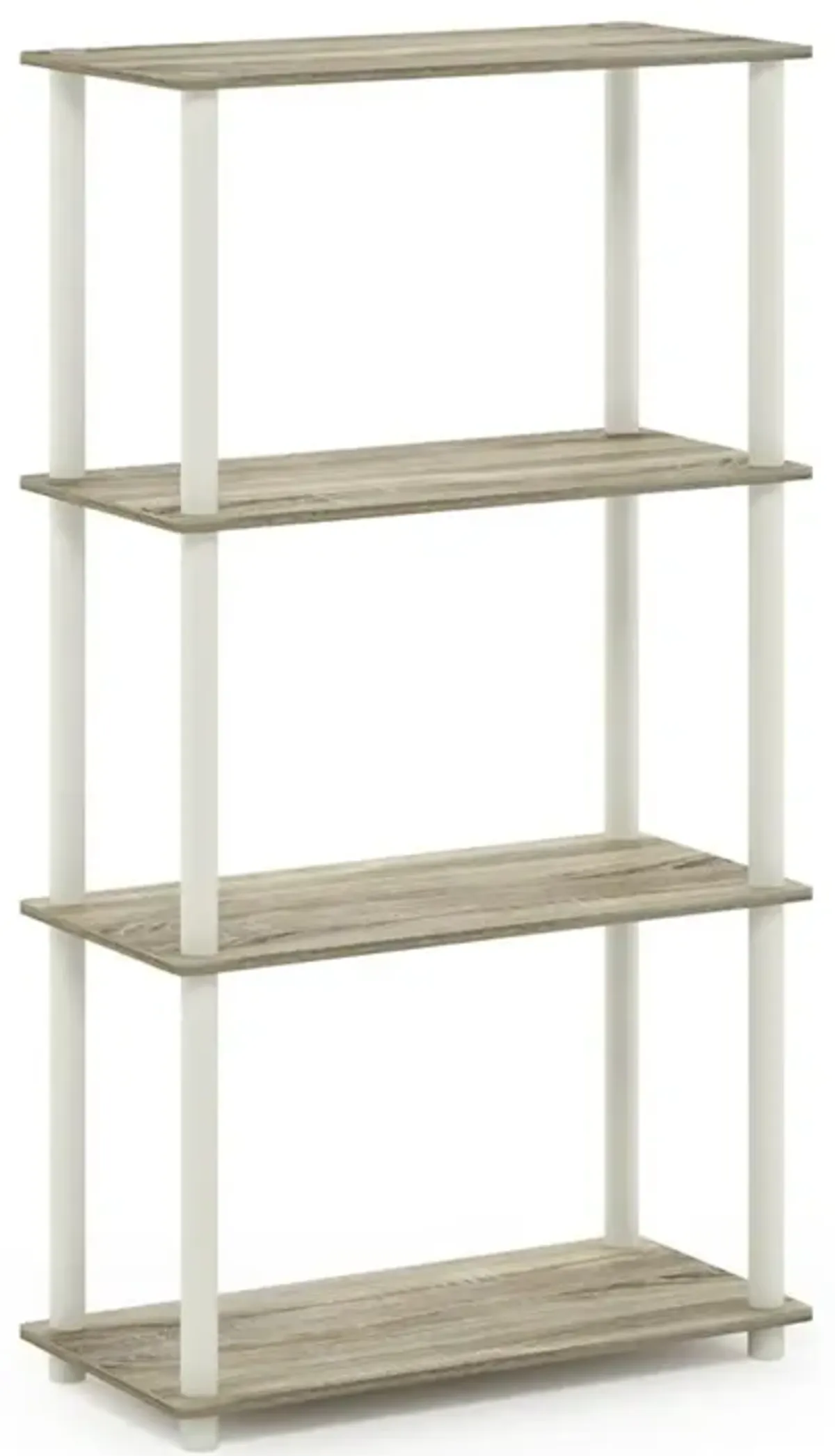 Furinno Turn-N-Tube 4-Tier Multipurpose Shelf Display Rack, Round Tubes, Sonoma Oak/White