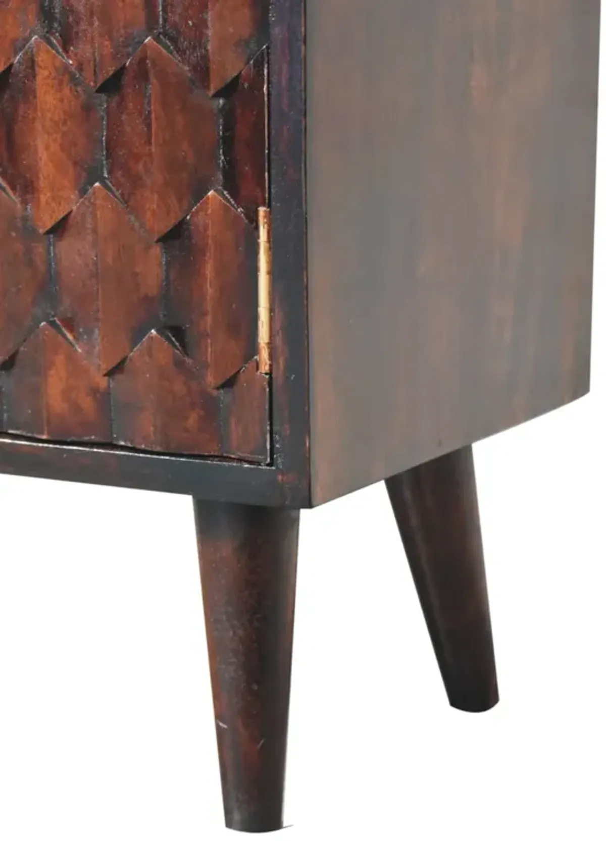 Artisan Furniture Mini Pineapple Carved Light Walnut Cabinet