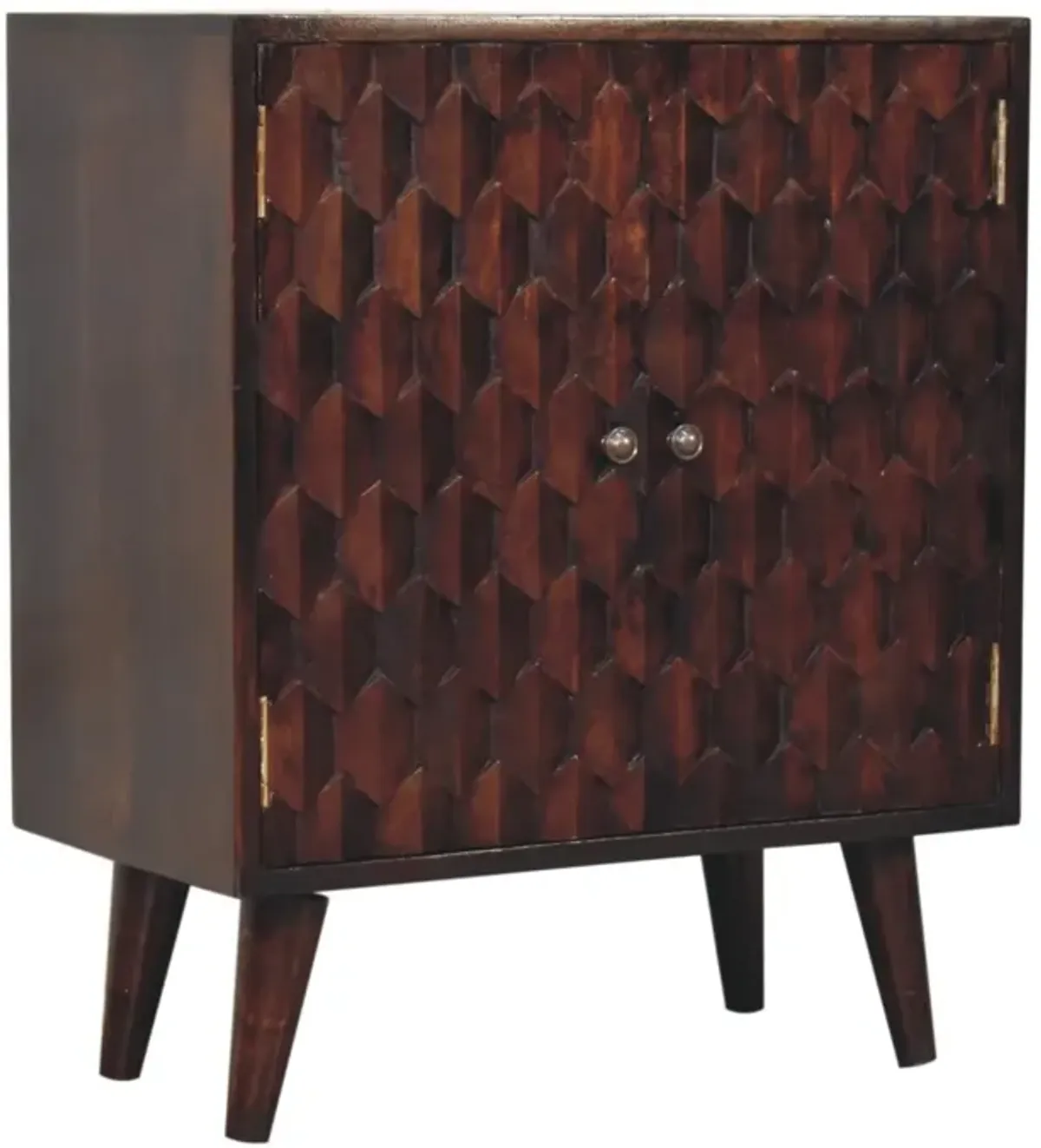 Artisan Furniture Mini Pineapple Carved Light Walnut Cabinet