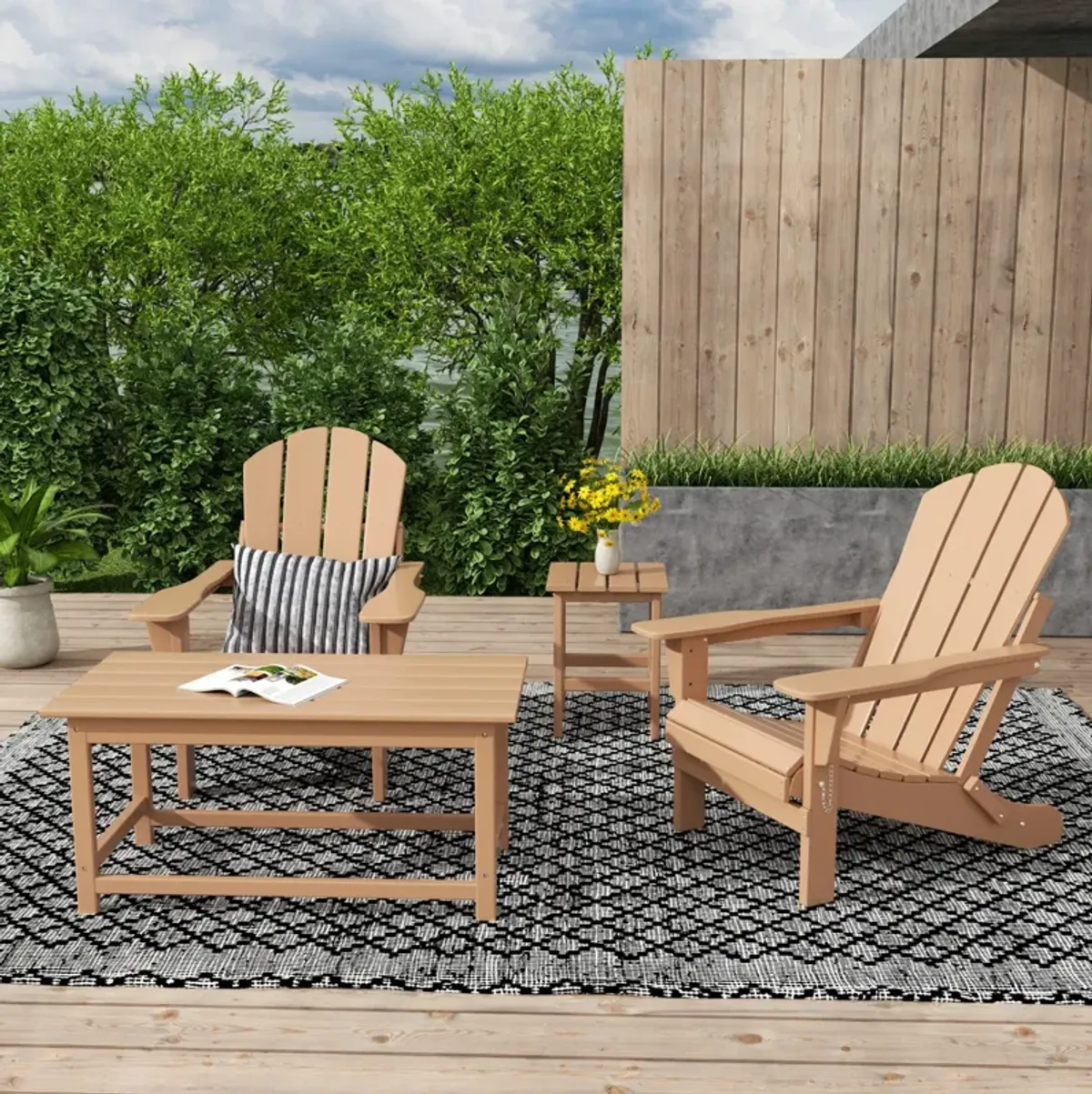 WestinTrends 4-Piece Outdoor Paio Adirondack Conversation Seating Set