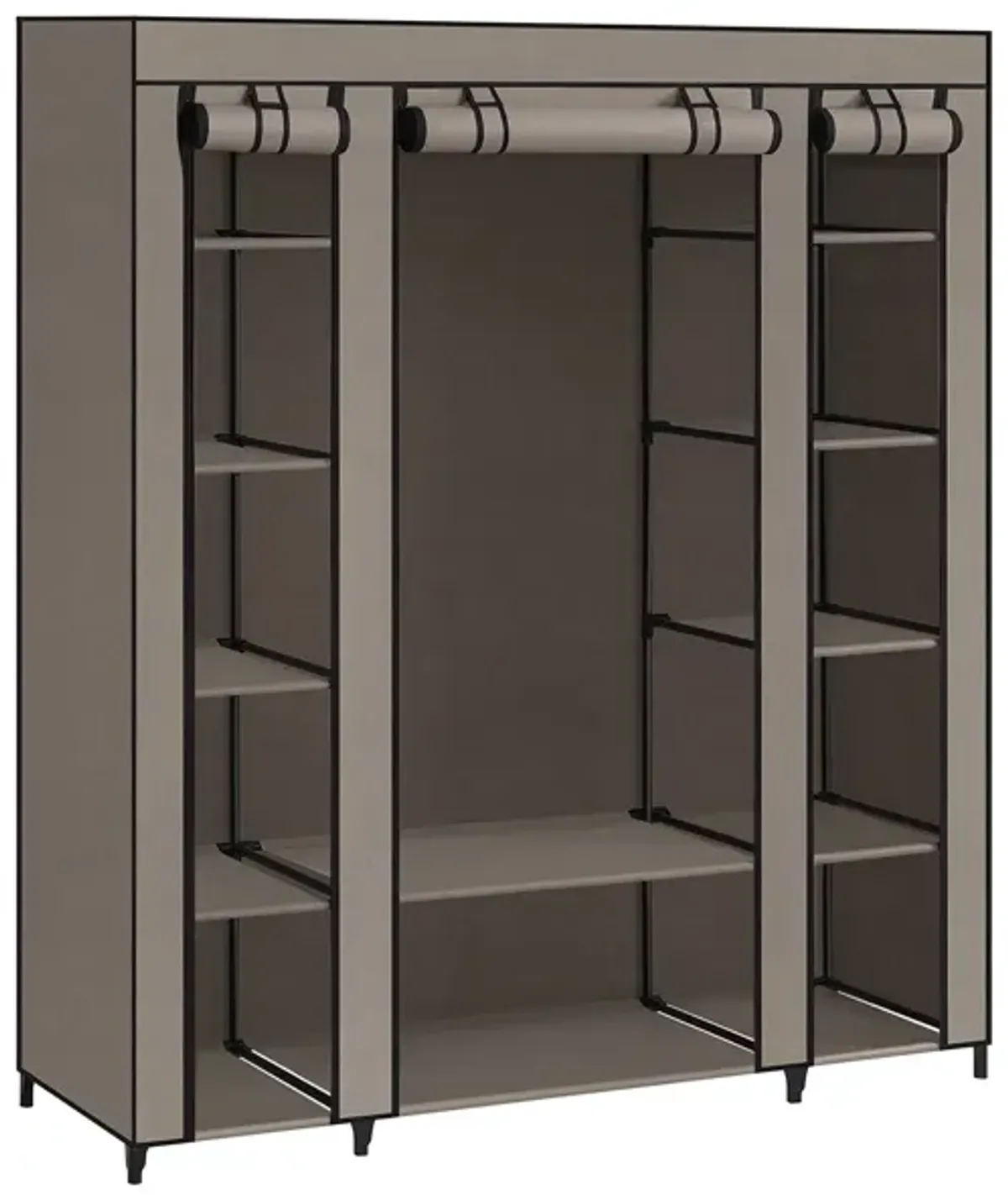 Portable Clothes Storage Solution with Shelves & Hanging Rail