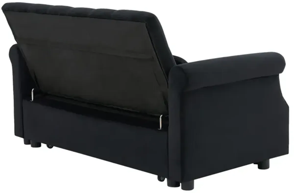 Modern Velvet Loveseat Sleeper Sofa with Pull-Out Bed