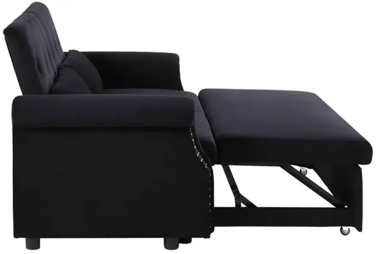 Modern Velvet Loveseat Sleeper Sofa with Pull-Out Bed