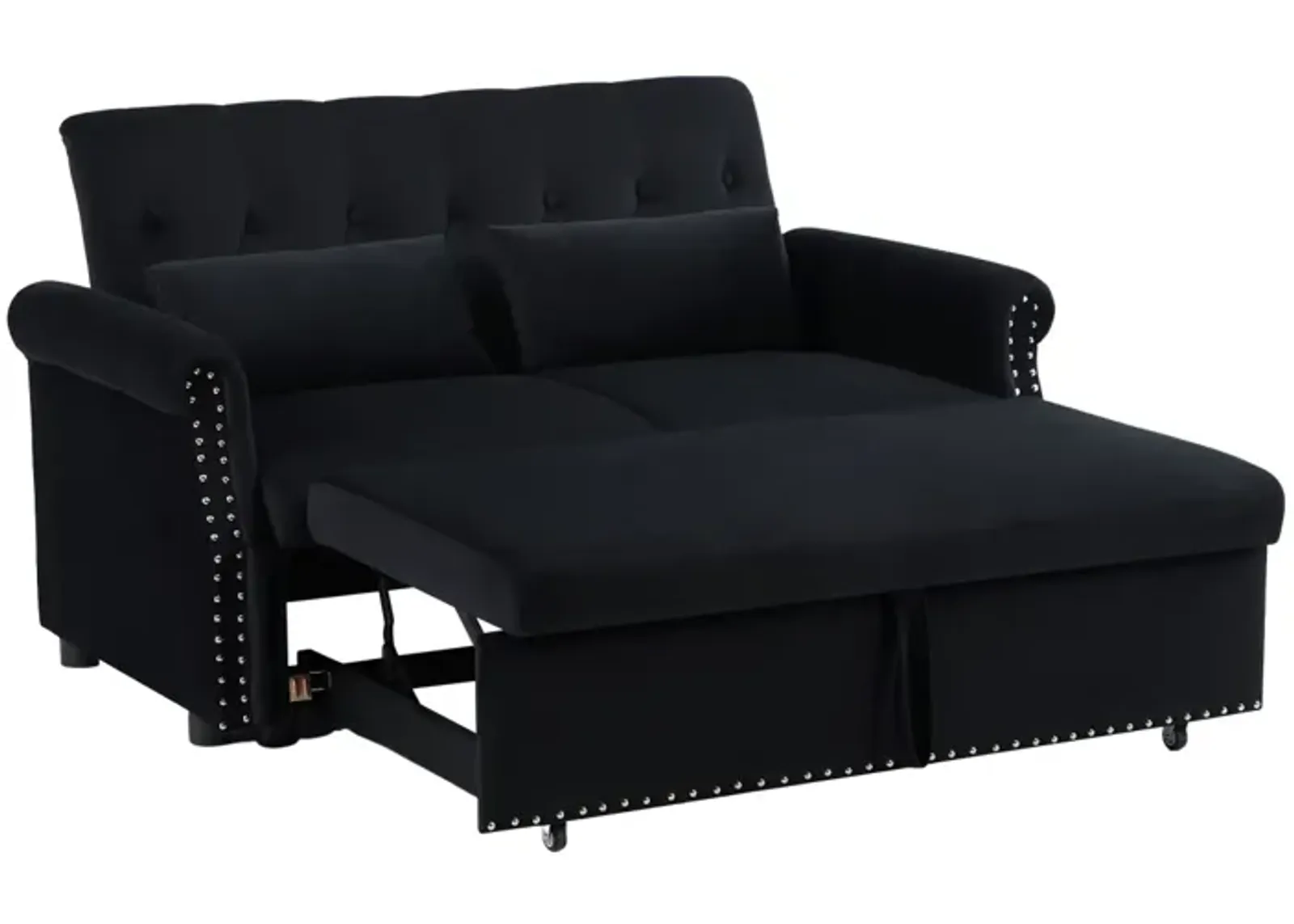 Modern Velvet Loveseat Sleeper Sofa with Pull-Out Bed