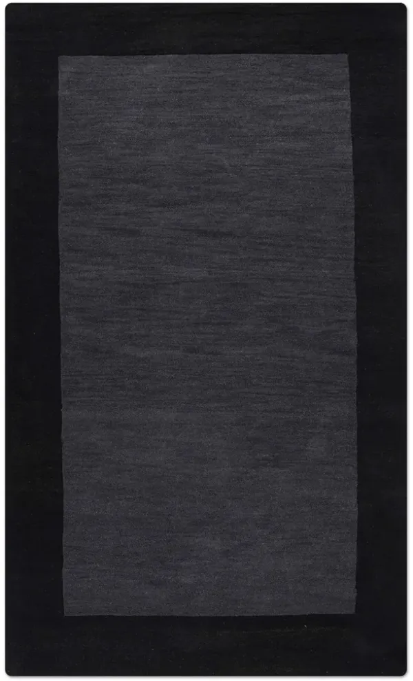 RUGSOTIC CARPETS HAND TUFTED WOOL ECO-FRIENDLY AREA RUGS  - 4'x6', Rectangle Shape, Charcoal & Black, Contemporary Modern Design, High Pile Handmade Area Rugs for Living Room, Bed Room (K00201)