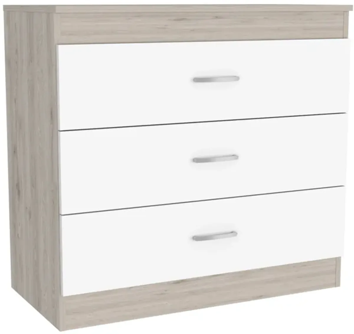 Three Drawer Dresser Lial, Bedroom, Light Gray / White