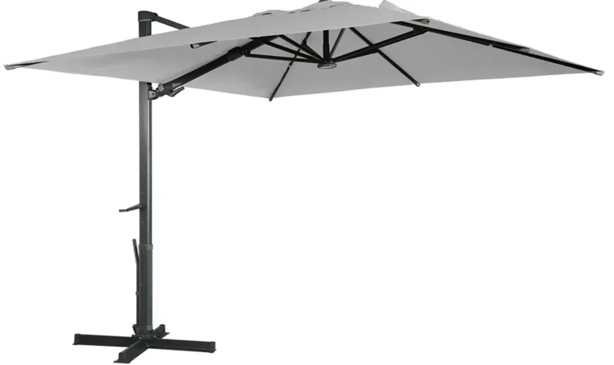 10x10 ft. 360°Rotation Square Cantilever Patio Umbrella with LED Light in Gray