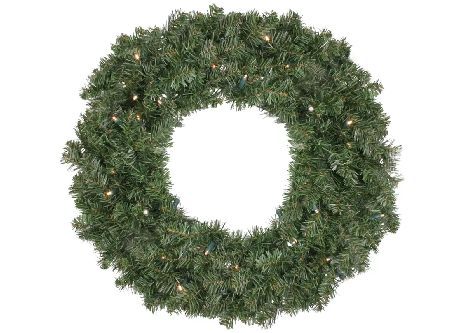 Pre-Lit LED Canadian Pine Artificial Christmas Wreath  24-Inch  Clear Lights