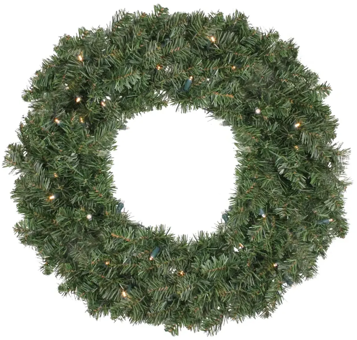 Pre-Lit LED Canadian Pine Artificial Christmas Wreath  24-Inch  Clear Lights