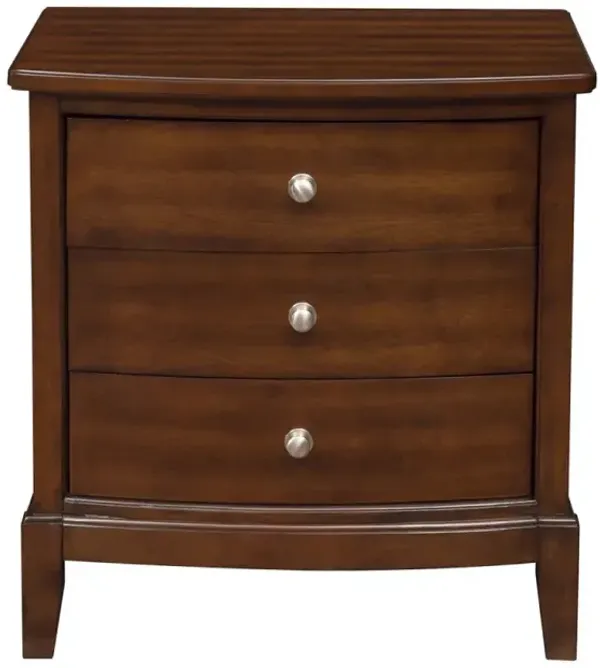 Streamdale 3-Drawer Nightstand in Dark Cherry Finish