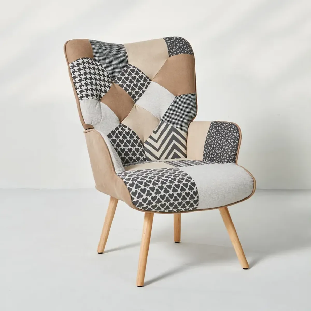 Accent Chair Modern High Back Arm Chair,Colorful Patchwork Reading Chairs for Bedroom