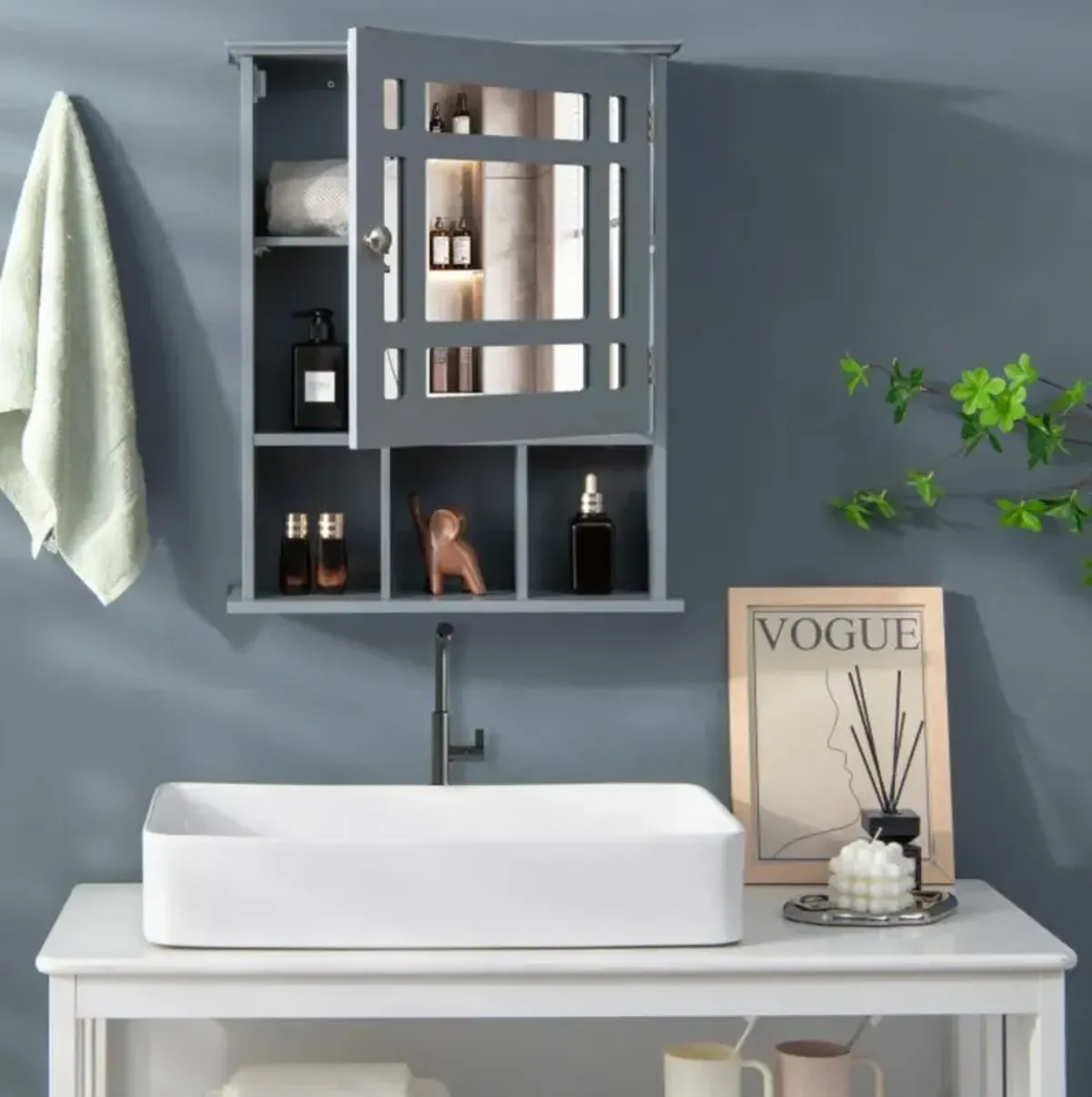 Hivvago Wall Mounted and Mirrored Bathroom Cabinet