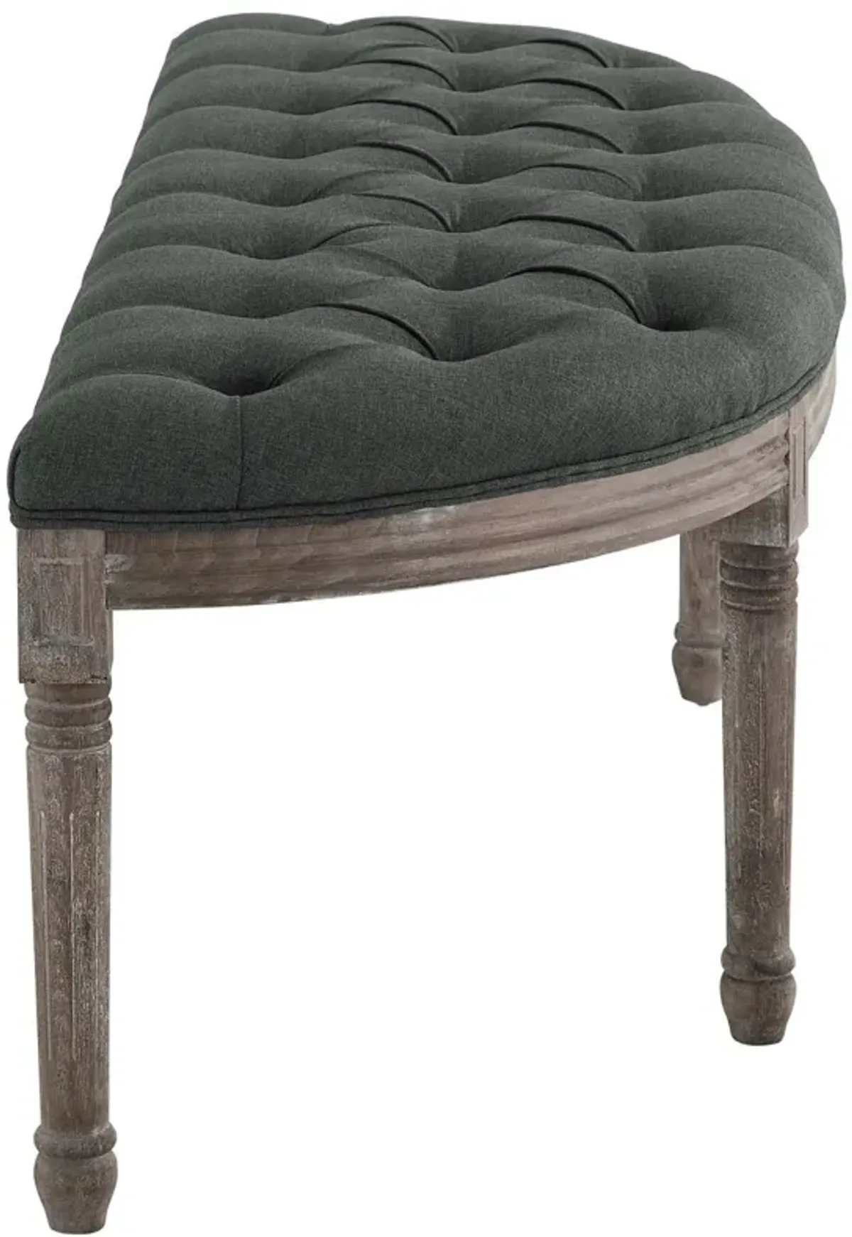 Esteem Vintage French Upholstered Fabric Semi-Circle Bench-Benzara