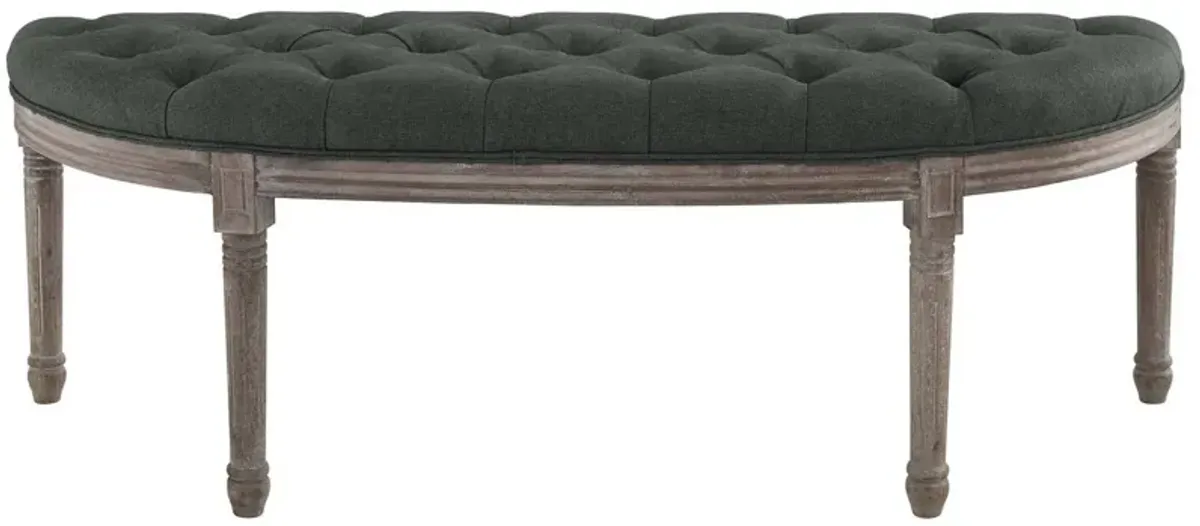 Esteem Vintage French Upholstered Fabric Semi-Circle Bench-Benzara