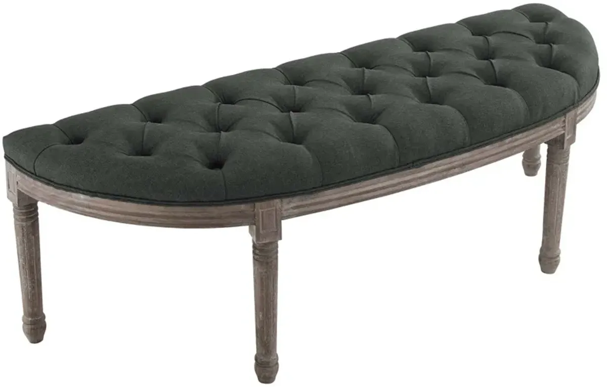 Esteem Vintage French Upholstered Fabric Semi-Circle Bench-Benzara