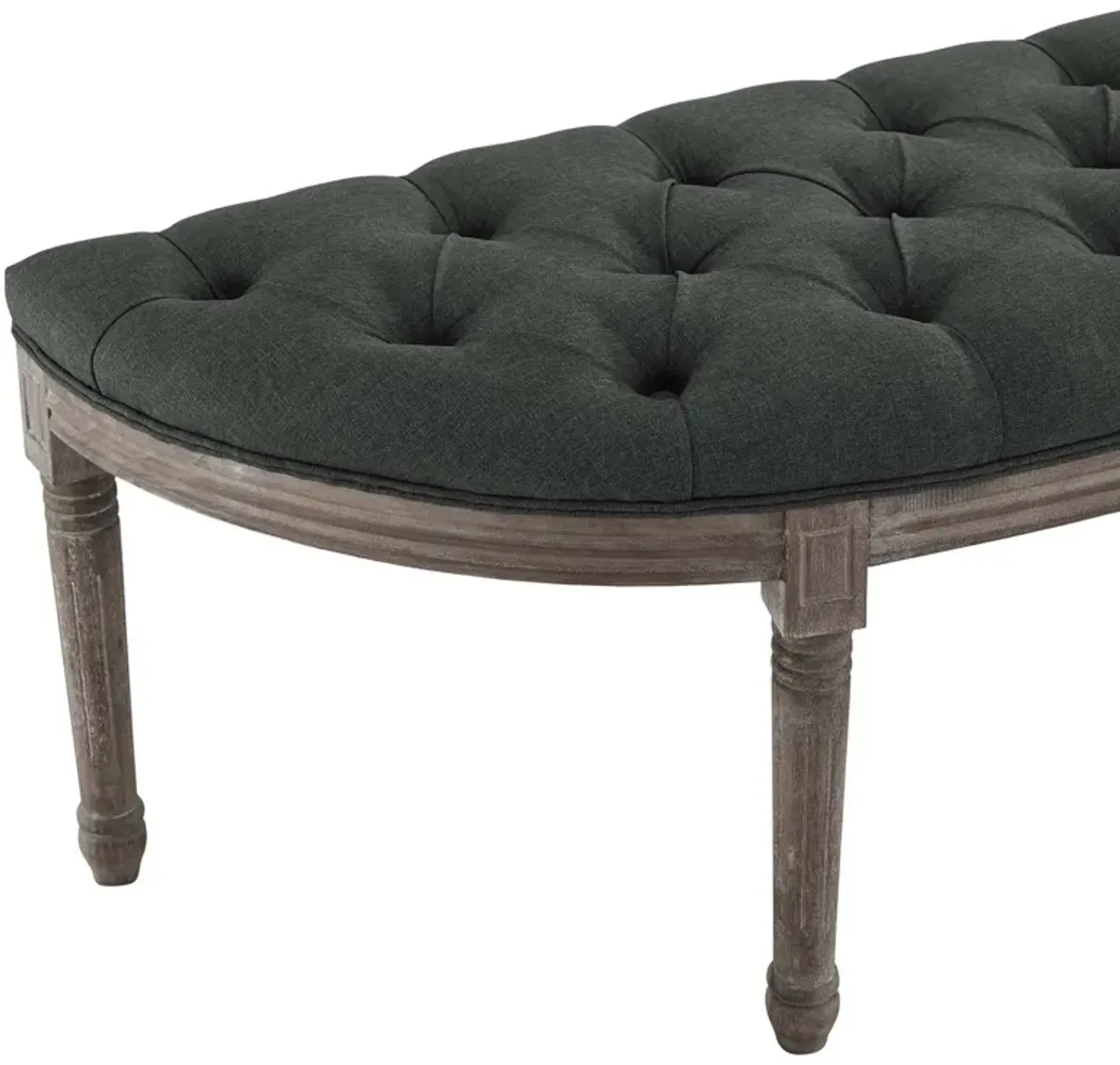 Esteem Vintage French Upholstered Fabric Semi-Circle Bench-Benzara