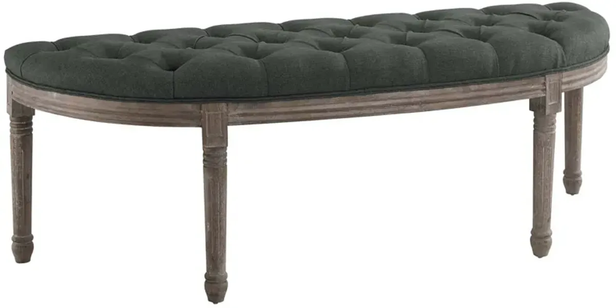 Esteem Vintage French Upholstered Fabric Semi-Circle Bench-Benzara