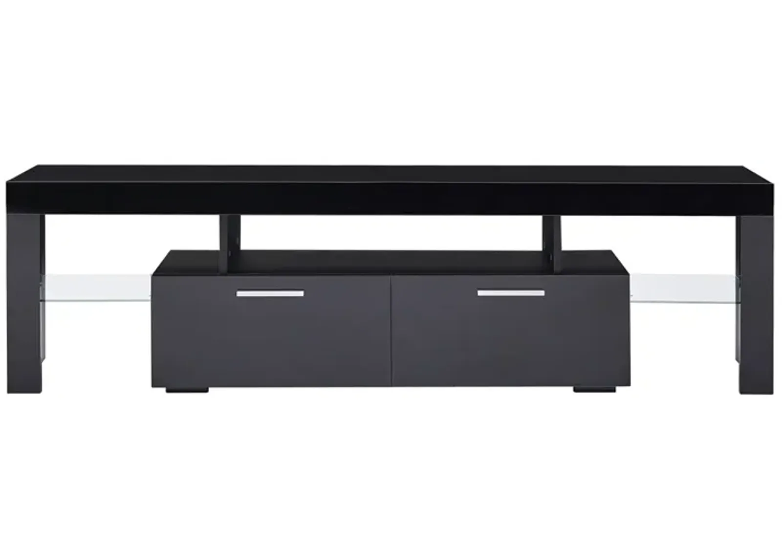 Modern TV Stand With LED Lights, High Glossy Front TV Cabinet