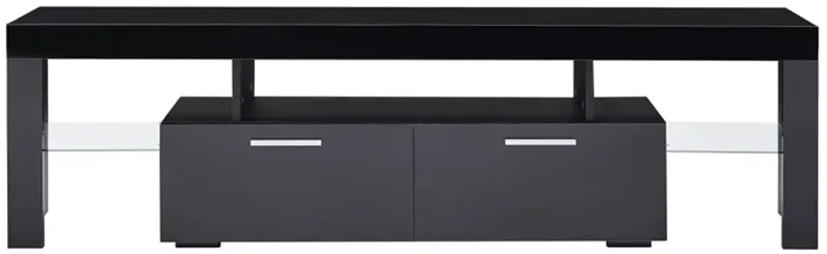 Modern TV Stand With LED Lights, High Glossy Front TV Cabinet