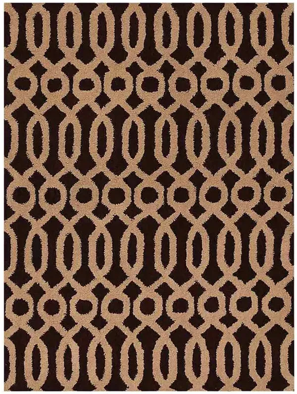 RUGSOTIC CARPETS HAND TUFTED WOOL ECO-FRIENDLY AREA RUGS  - 5'x8', Rectangle Shape, Brown & Beige, Contemporary Modern Design, High Pile Handmade Area Rugs for Living Room, Bed Room (K00734)