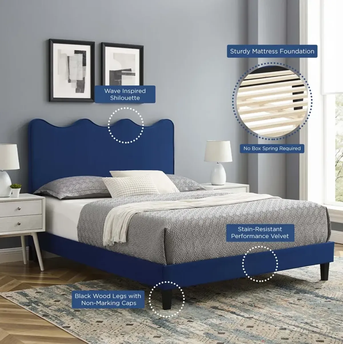 Modway - Current Performance Velvet King Platform Bed