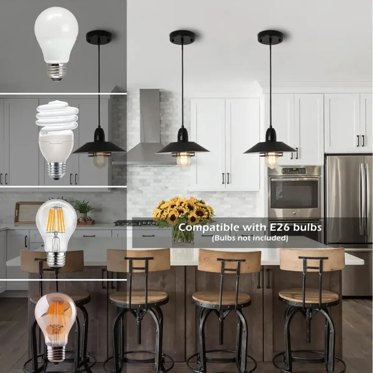 Retro Industrial Pendant Lighting, Adjustable Hanging Ceiling Lamp for Dining Room & Living Space