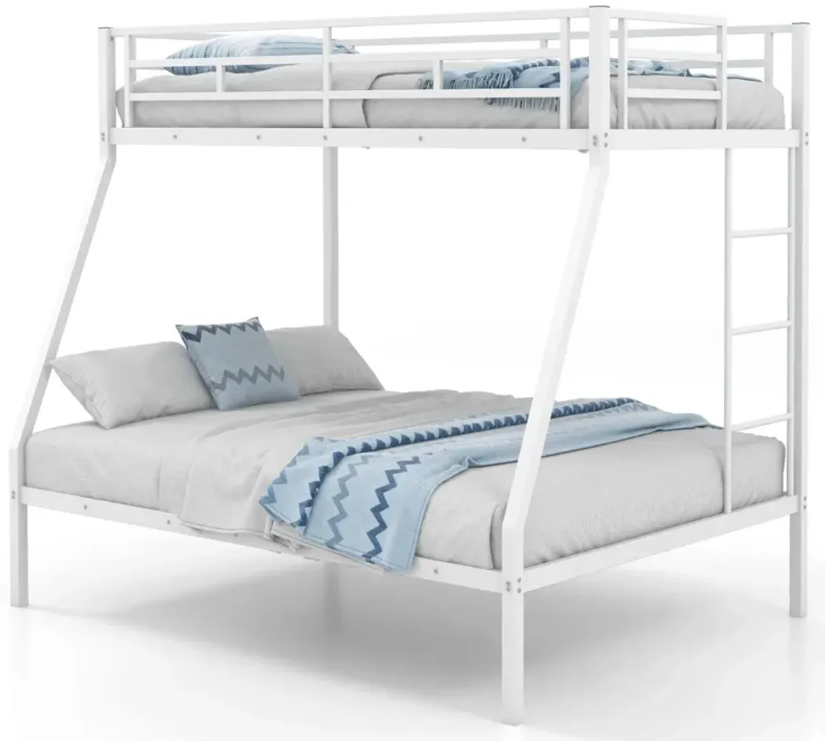 Space-saving Metal Slatted Bed Frame for Teens and Adults Noise-free No Box Spring Needed-White