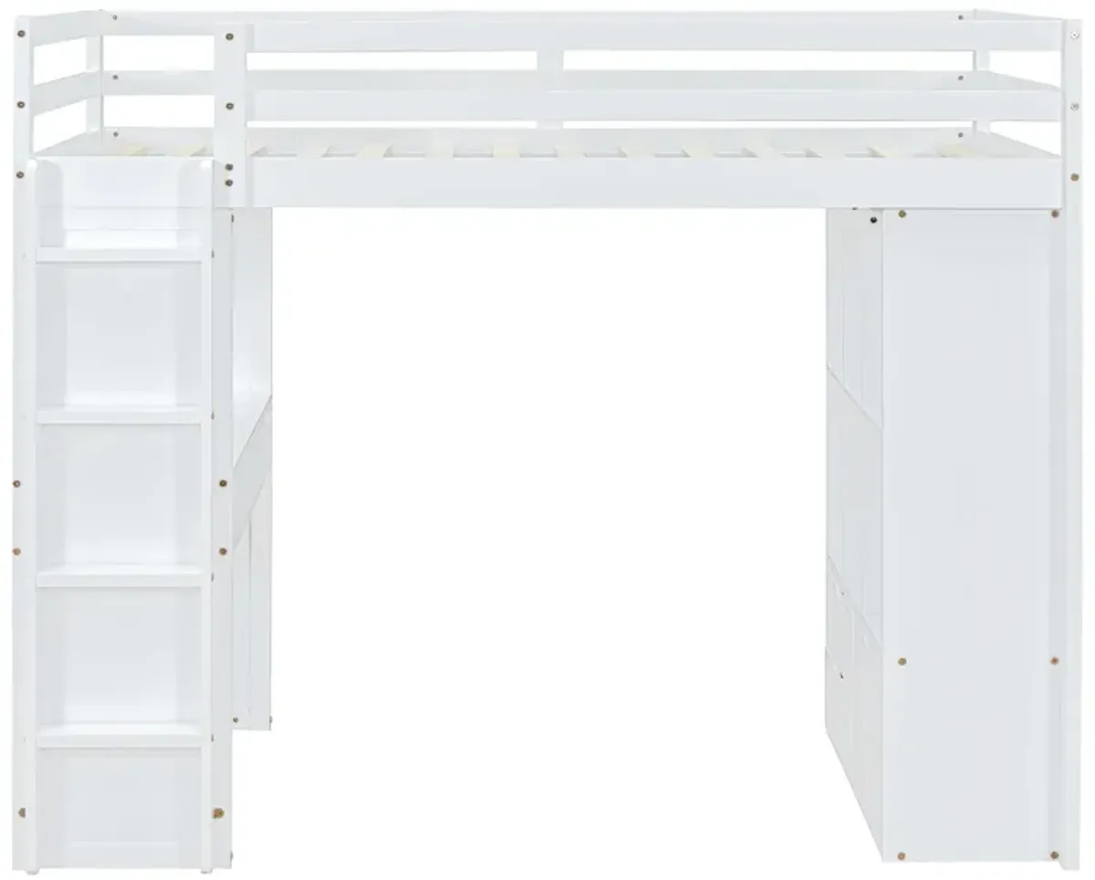 Merax Storage Loft Bed with Writing Desk