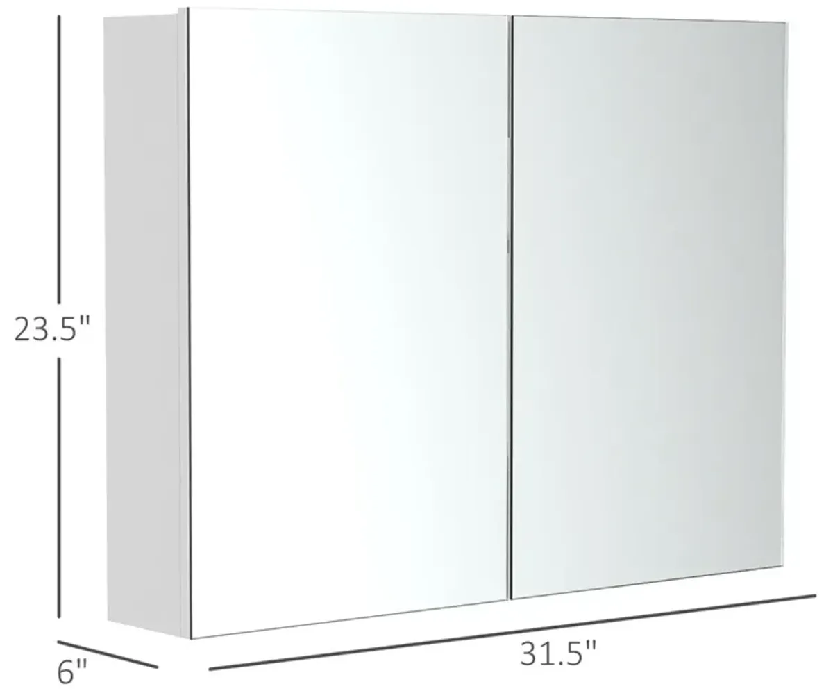 White Bathroom Organizer: Wall-Mounted MDF Cabinet with Mirror