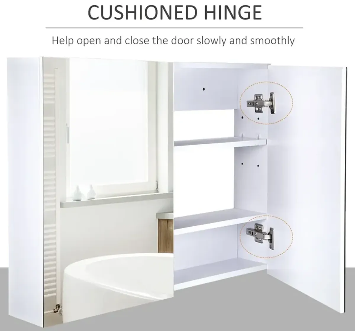 White Bathroom Organizer: Wall-Mounted MDF Cabinet with Mirror