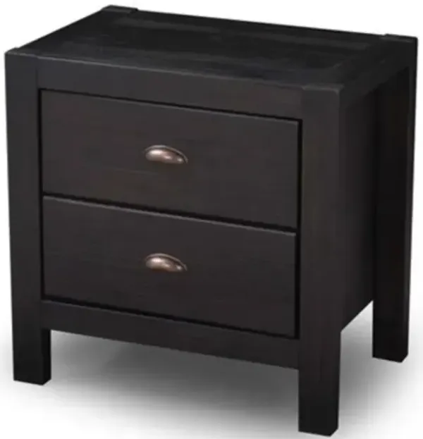Farmhouse Style Solid Pine Wood 2-Drawer Nightstand Bedside Table