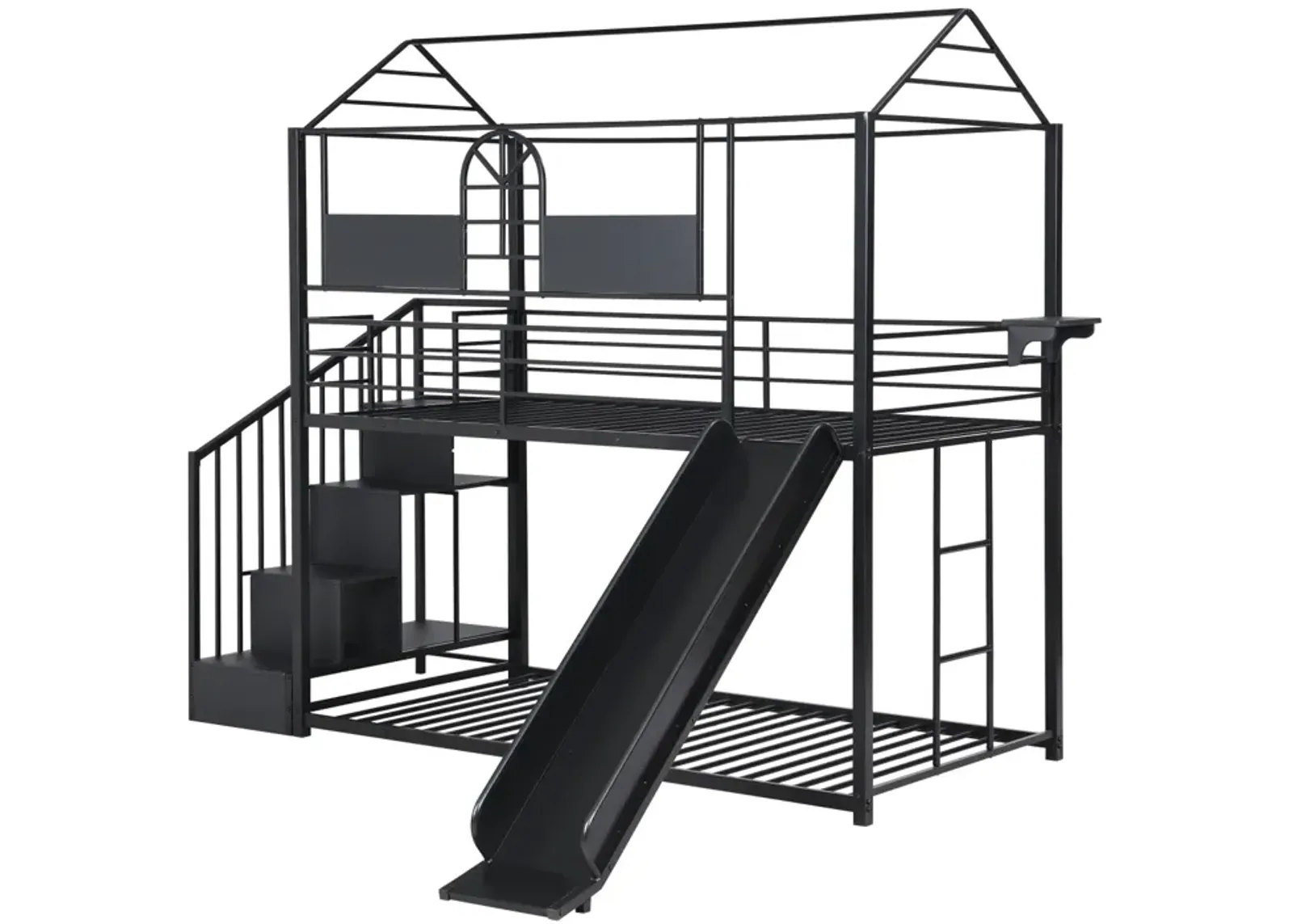 Metal Bunk Bed With Slide And Steps