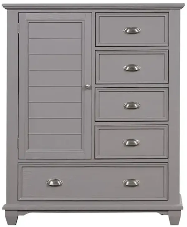 New Classic Furniture Jamestown Wood 5-Drawer Door Chest, Gray