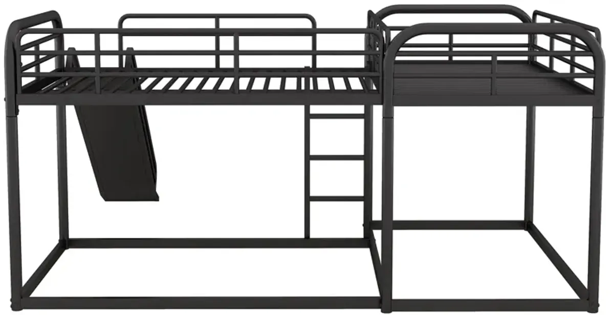 Quad L-Shaped Bunk Bed with Slide