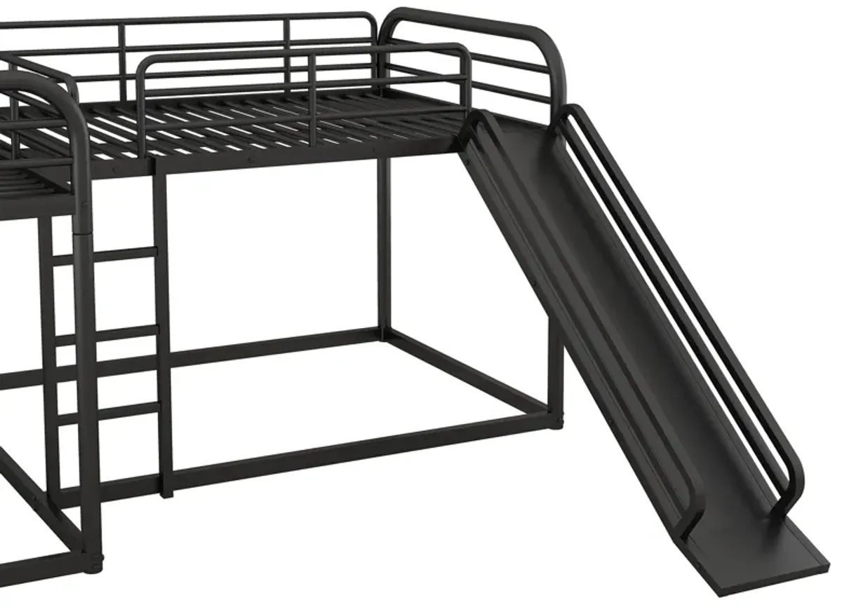 Quad L-Shaped Bunk Bed with Slide