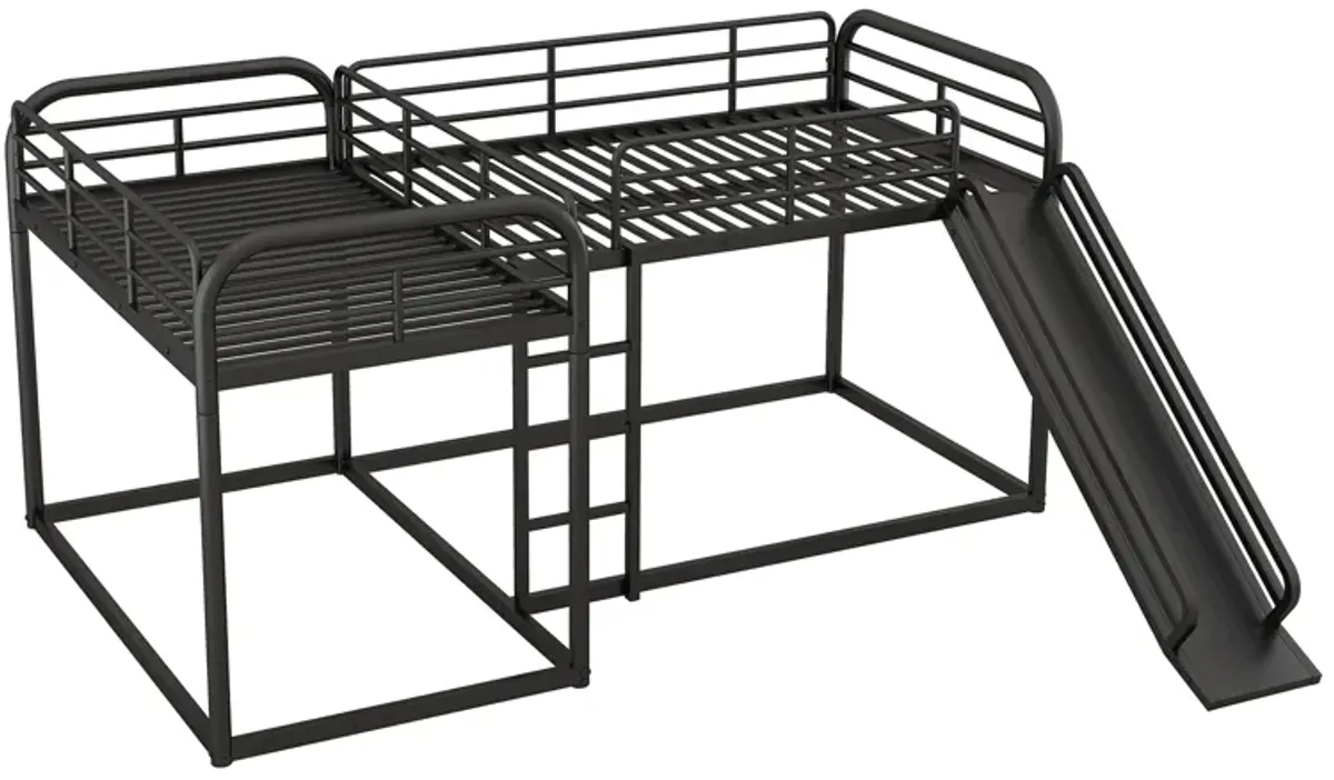 Quad L-Shaped Bunk Bed with Slide