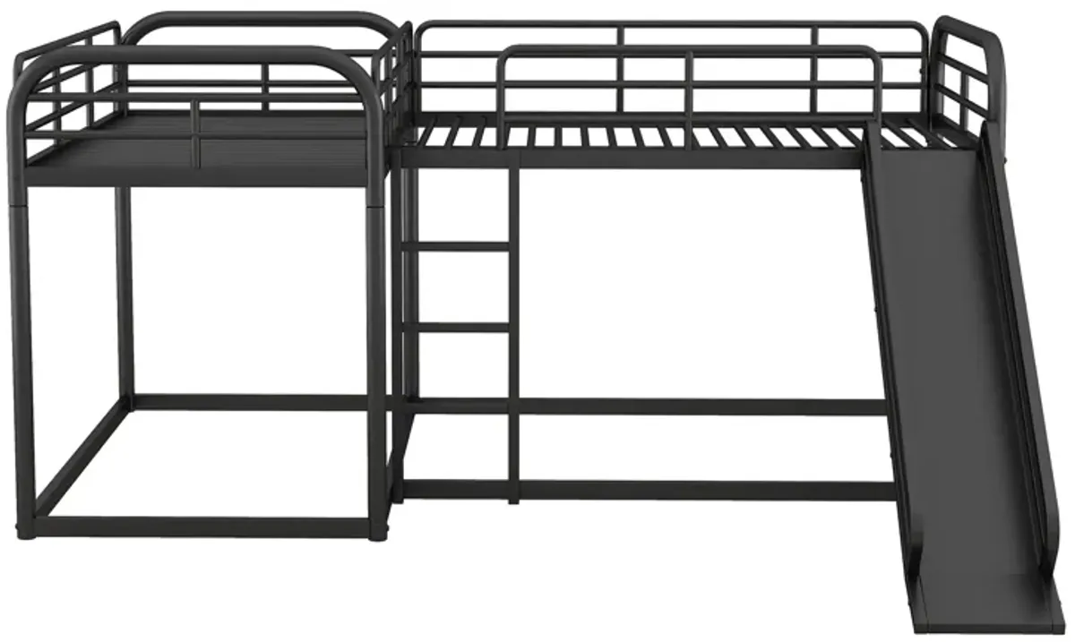 Quad L-Shaped Bunk Bed with Slide