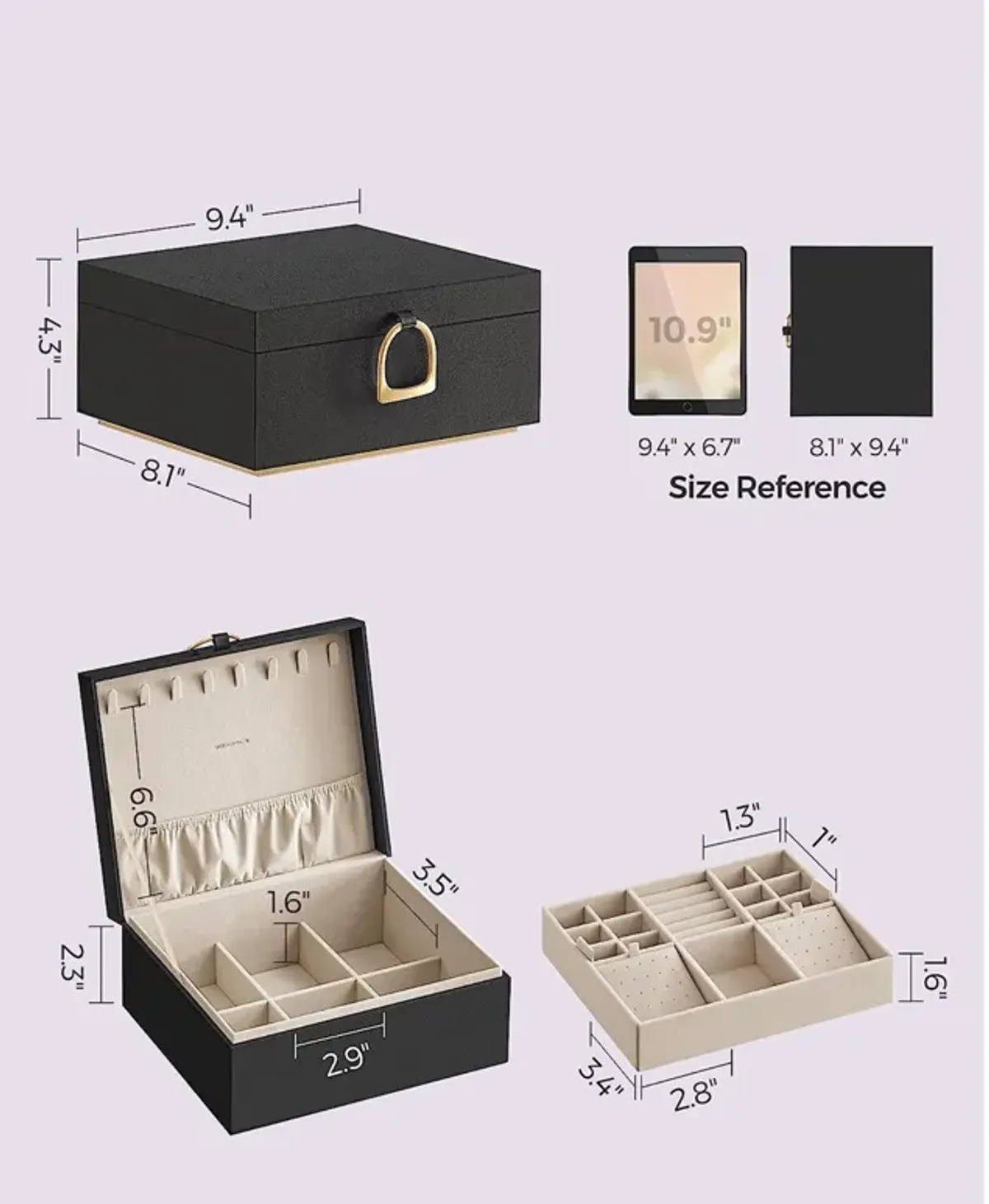 2-Layer Jewelry Box with Handle for Stylish and Portable Storage