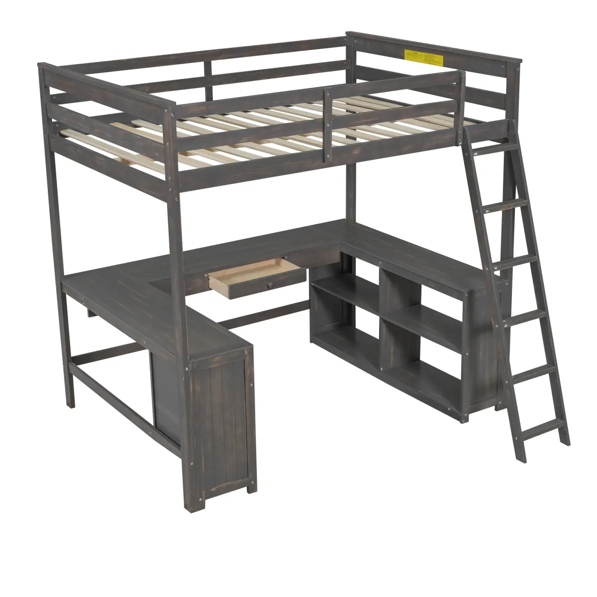 Merax Loft Bed with Desk  and Storage Shelves