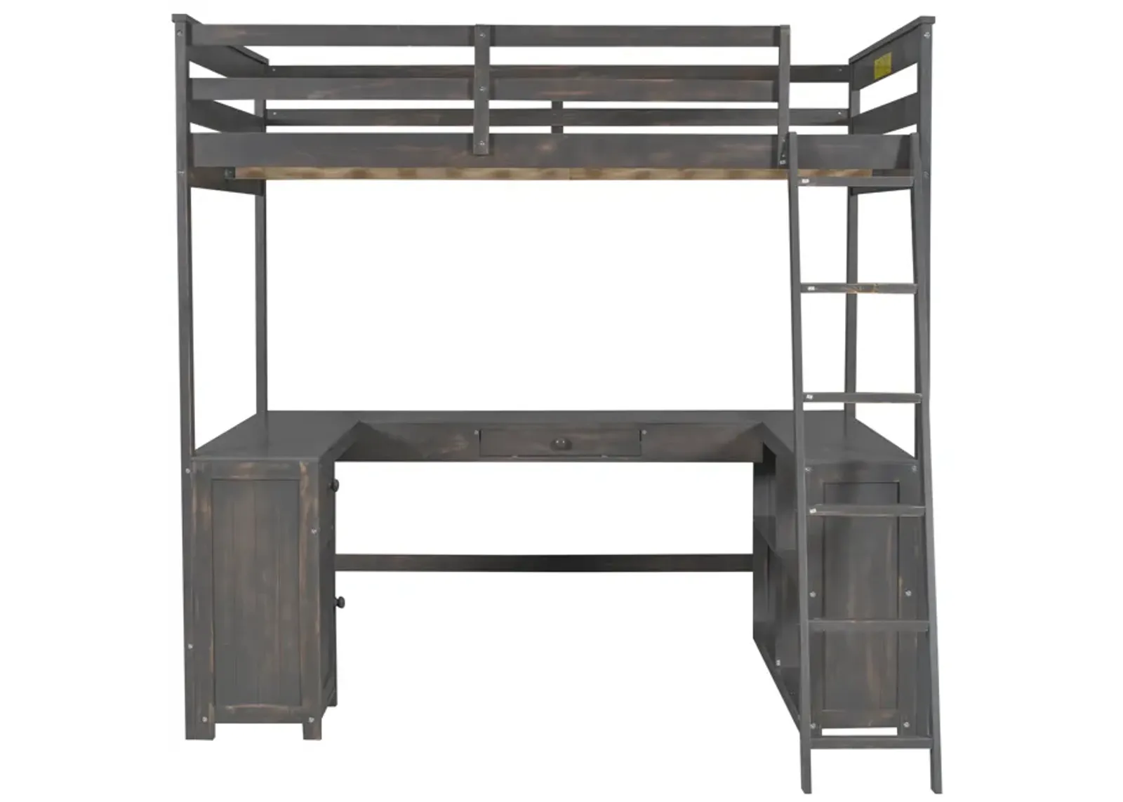 Merax Loft Bed with Desk  and Storage Shelves