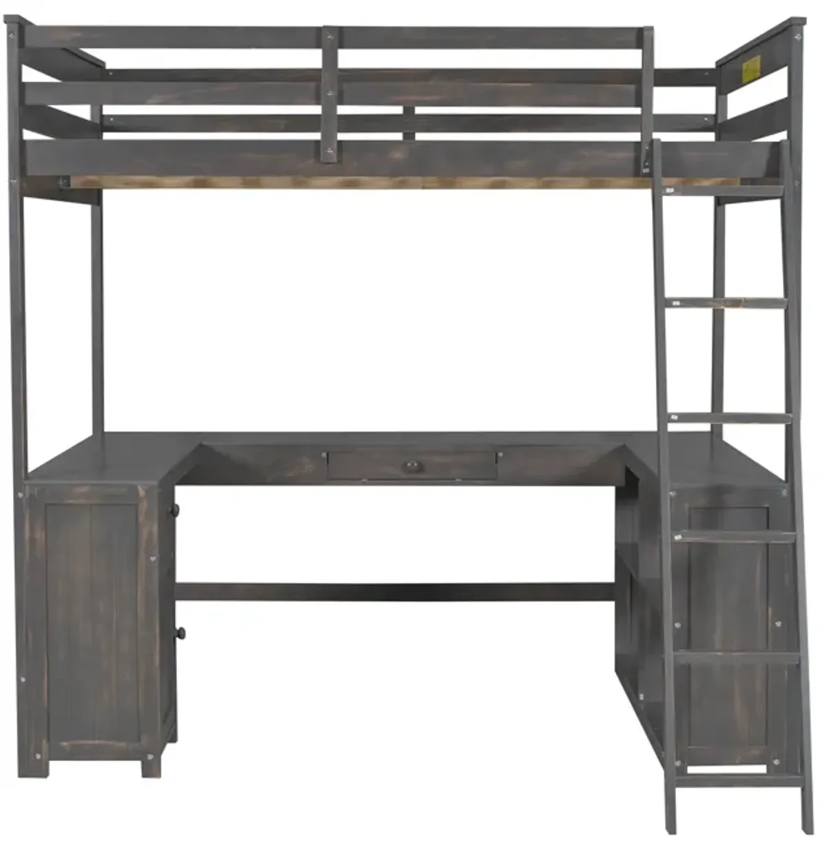 Merax Loft Bed with Desk  and Storage Shelves