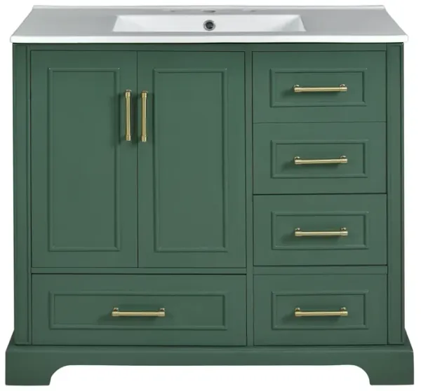 Merax 36" Traditional Bathroom Vanity Cabinet with Ceramic Sink