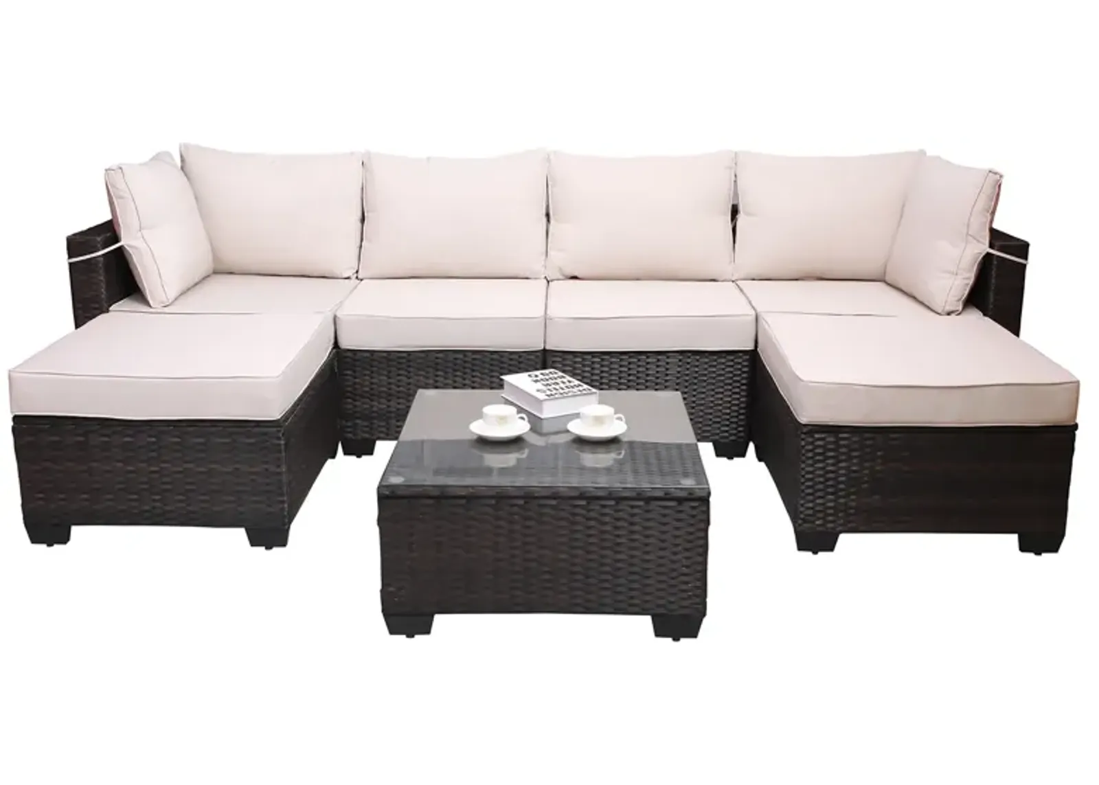 Merax Outdoor Garden Patio Furniture 7-Piece Sofa Sets