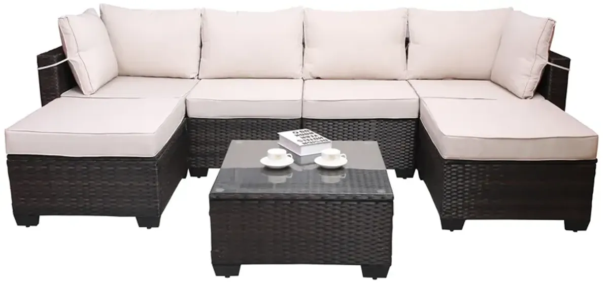 Merax Outdoor Garden Patio Furniture 7-Piece Sofa Sets