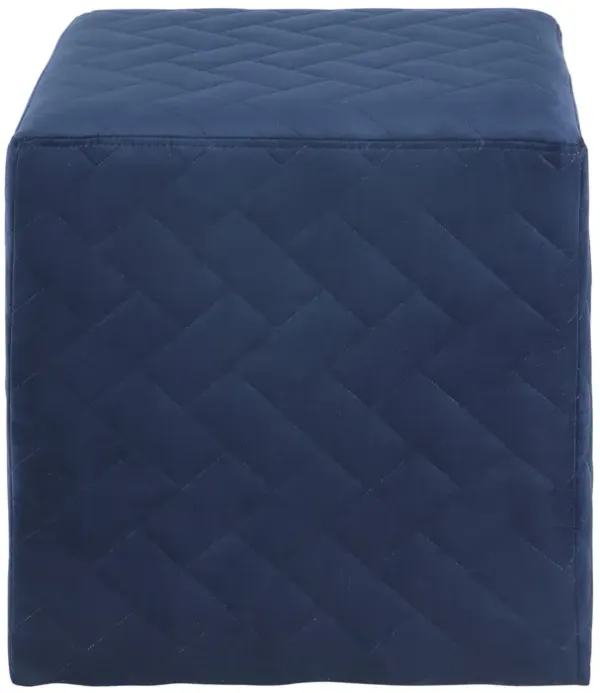 Hivvago 17" Navy Velvet Quilted Cube Ottoman